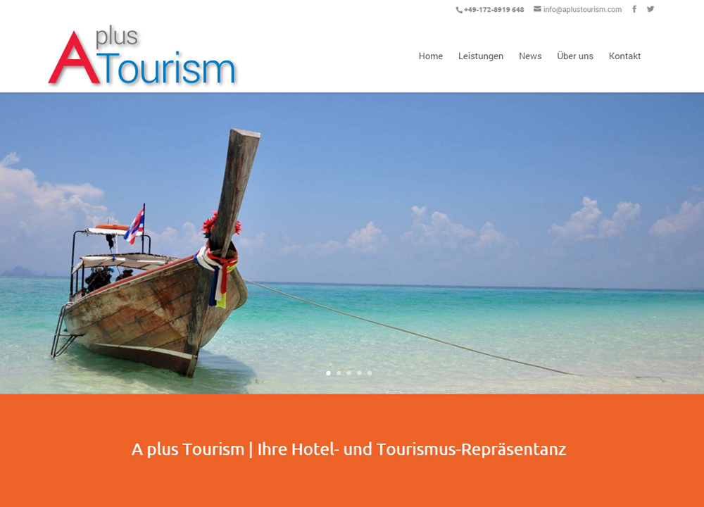 Webdesign für A plus Tourism